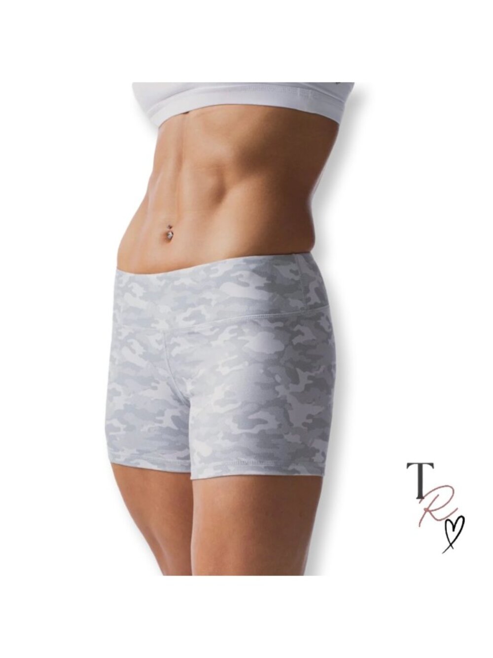 Born Primitive Double Take Booty Bike Gym Shorts Avalanche Camo Gray Size M